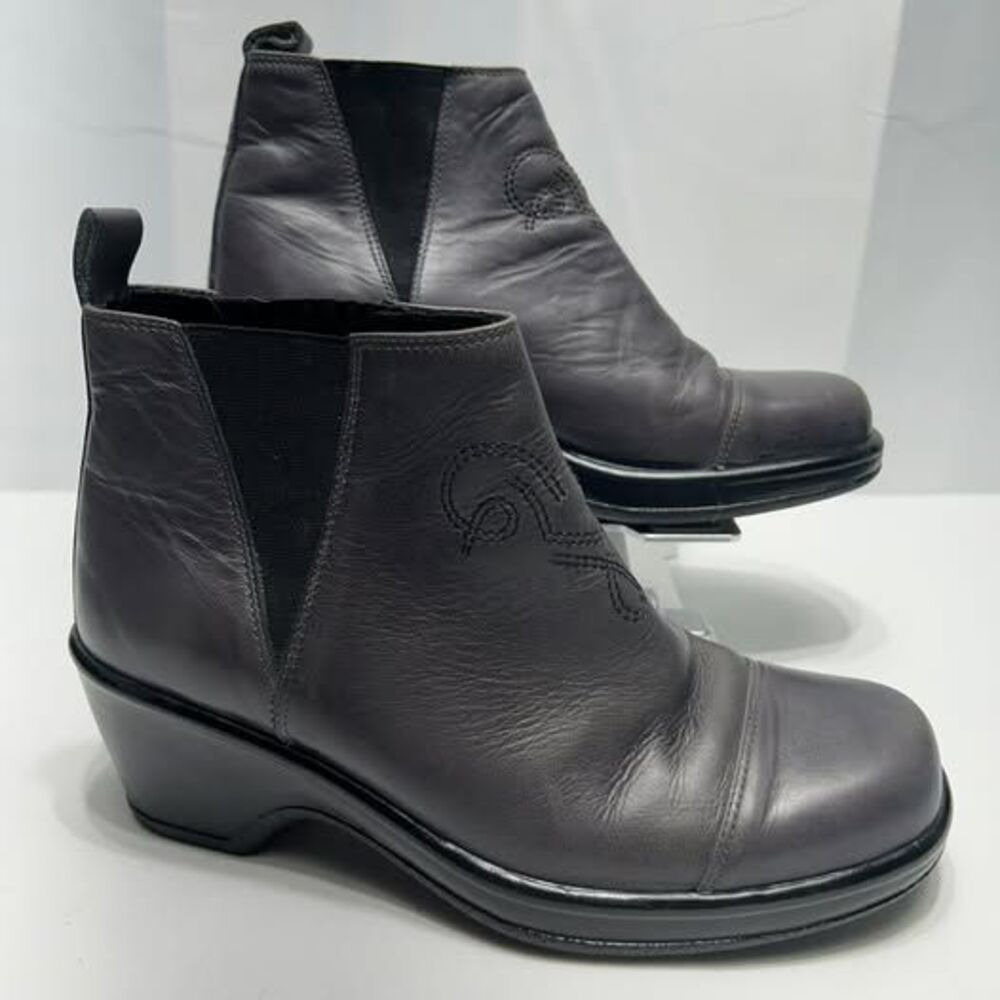 Dansko Charcoal Grey Leather Comfort Wedge Booties Womens EU 38 US 7.5-8